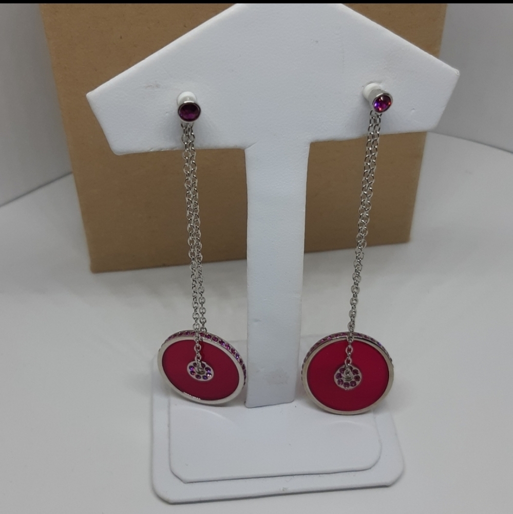 Swarovski Pink Disc Earrings